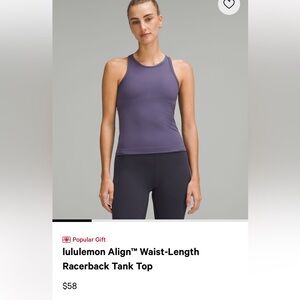 2 lululemon high neck waist length racer back tank tops